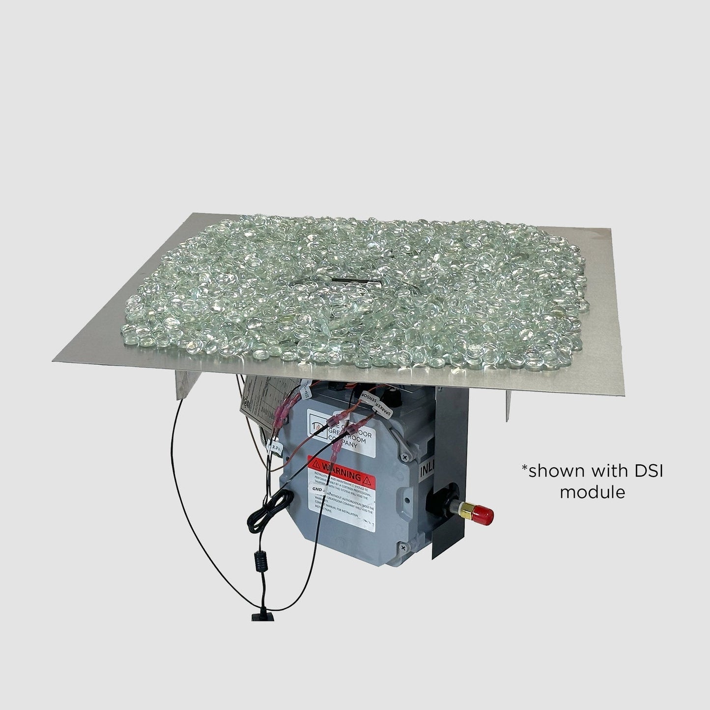 The Outdoor GreatRoom Company Crystal Fire Plus 42" x 42" Square Direct Spark LPG Gas Burner Insert and Plate Kit