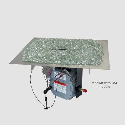 The Outdoor GreatRoom Company Crystal Fire Plus 42" x 42" Square Direct Spark LPG Gas Burner Insert and Plate Kit