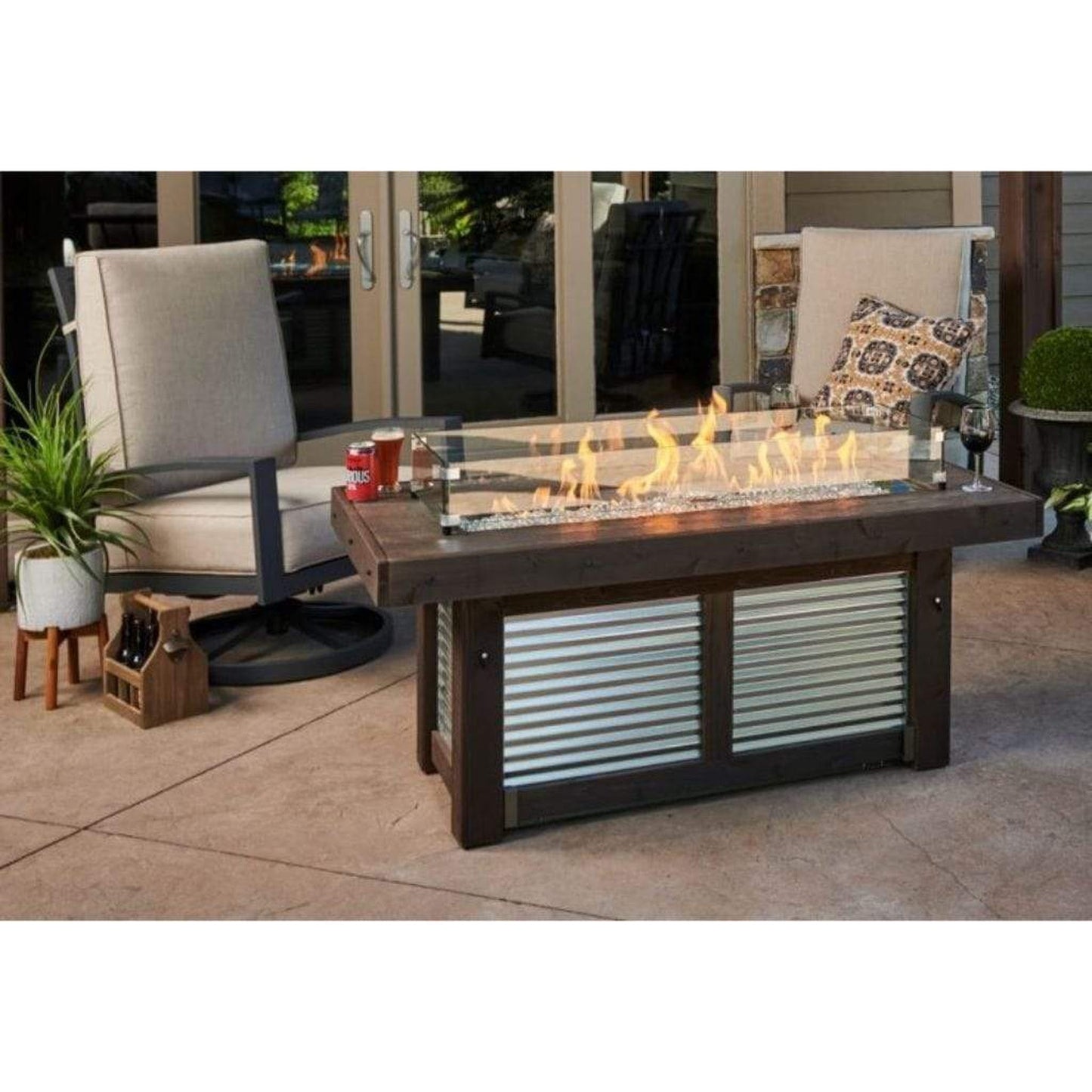 The Outdoor GreatRoom Company Denali Brew 57" Linear Gas Fire Pit Table