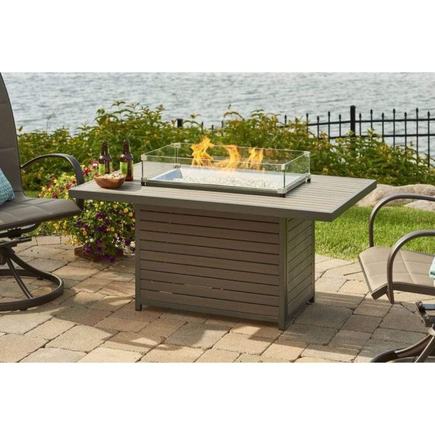 The Outdoor GreatRoom Company Kenwood and Brooks 50" Rectangular Chat Height Gas Fire Pit Table
