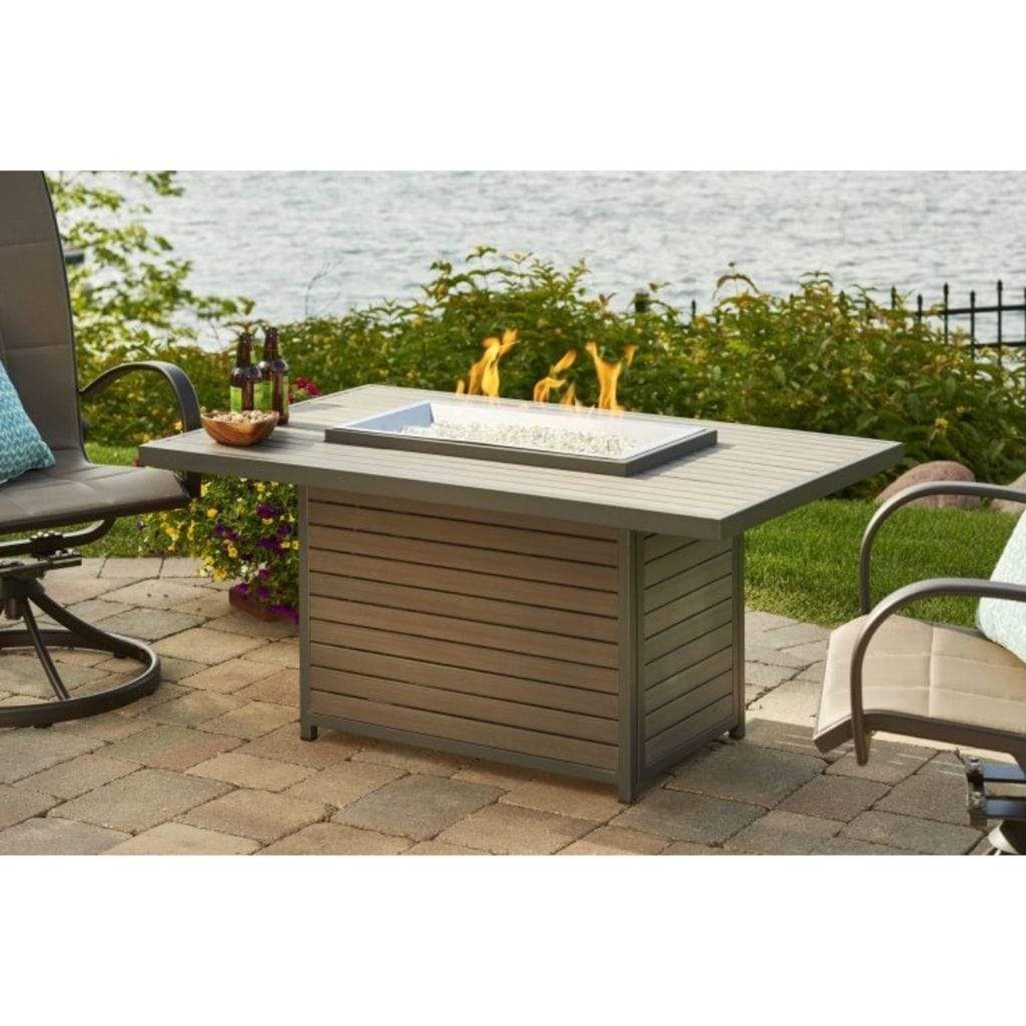 The Outdoor GreatRoom Company Kenwood and Brooks 50" Rectangular Chat Height Gas Fire Pit Table