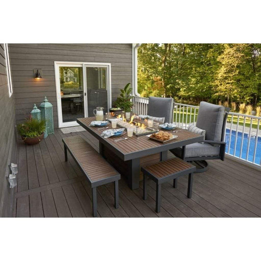 The Outdoor GreatRoom Company Kenwood and Brooks 81" Linear Dining Height Gas Fire Pit Table