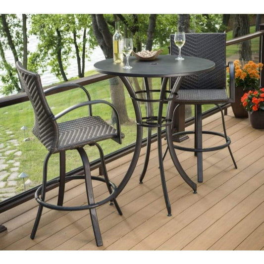 The Outdoor GreatRoom Company Leather Wicker Bar Stools