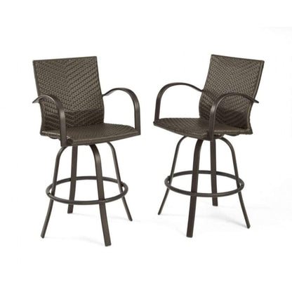 The Outdoor GreatRoom Company Leather Wicker Bar Stools