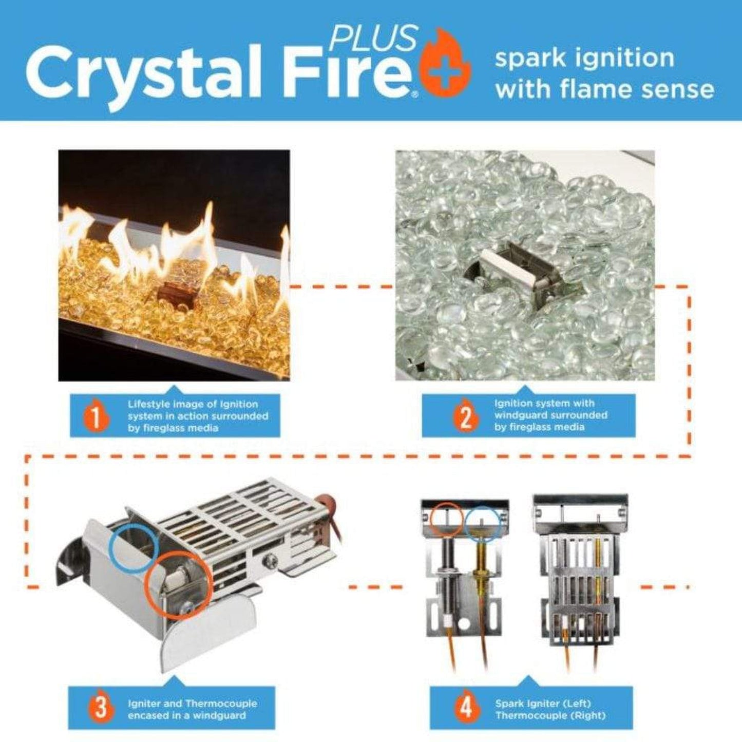 The Outdoor GreatRoom Company Round Stainless Steel Crystal Fire Gas Burner Insert