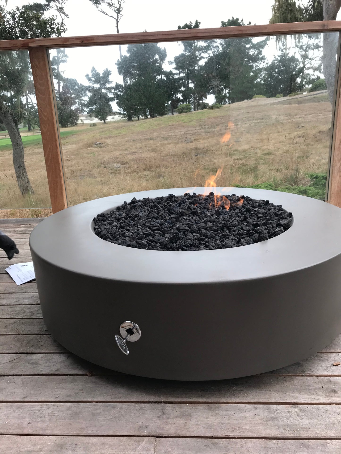 Florence Concrete Fire Pit 72" by The Outdoor Plus - Free Cover Included