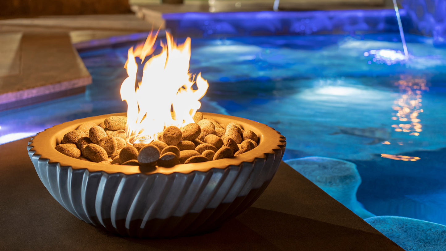 Sedona 2.0 Concrete Fire Bowl by The Outdoor Plus - Free Cover Included