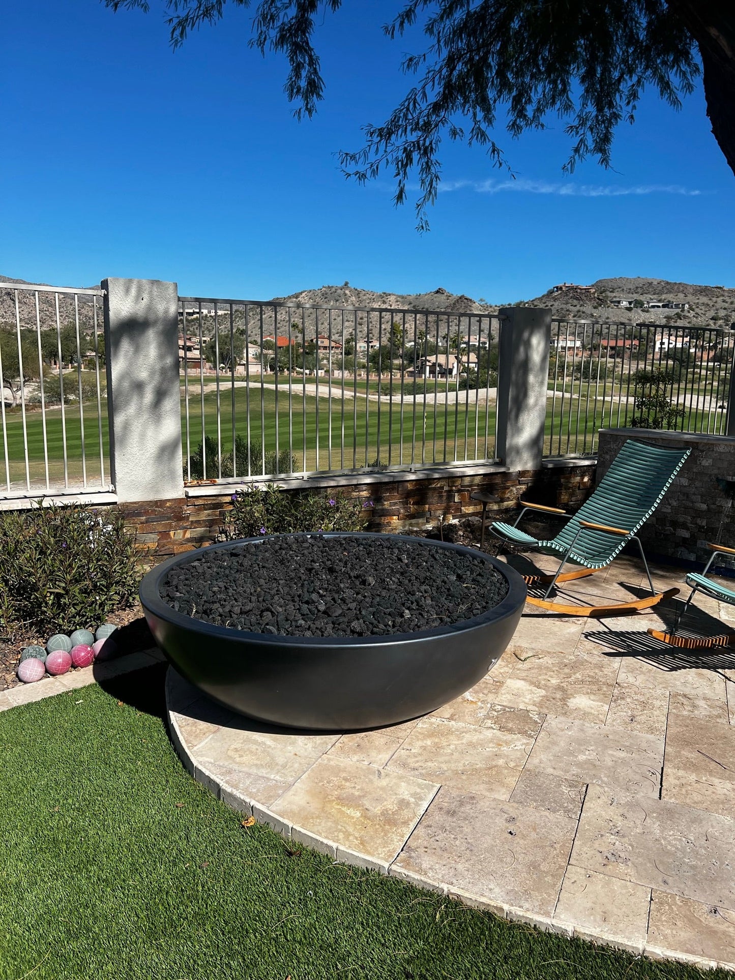 Sedona Concrete Fire Pit - Narrow Ledge by The Outdoor Plus - Free Cover Included