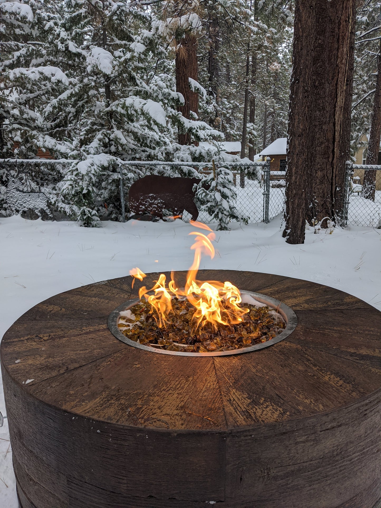 Sequoia Wood Grain Concrete Fire Pit by The Outdoor Plus - Free Cover Included