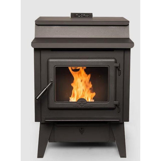 True North TN40 24" Black Vented Pellet Stove With Legs, EPA2020 Certified