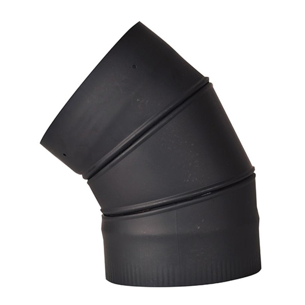 Ventis 6" Black 45-Degree Fixed Elbow (Single-Wall Black Stove Pipe)