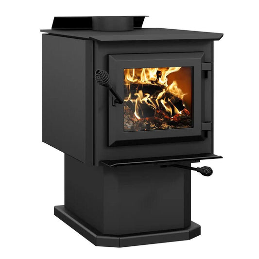 Ventis HES140 20" Black Wood Burning Small Stove With Pedestal, EPA2020 Certified