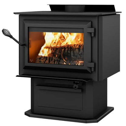 Ventis HES240 27" Black Wood Burning Large Stove With Pedestal, EPA2020 Certified