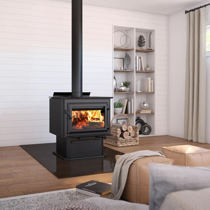 Ventis HES350 29" Black Wood Burning Extra Large Stove With Pedestal, EPA2020 Certified