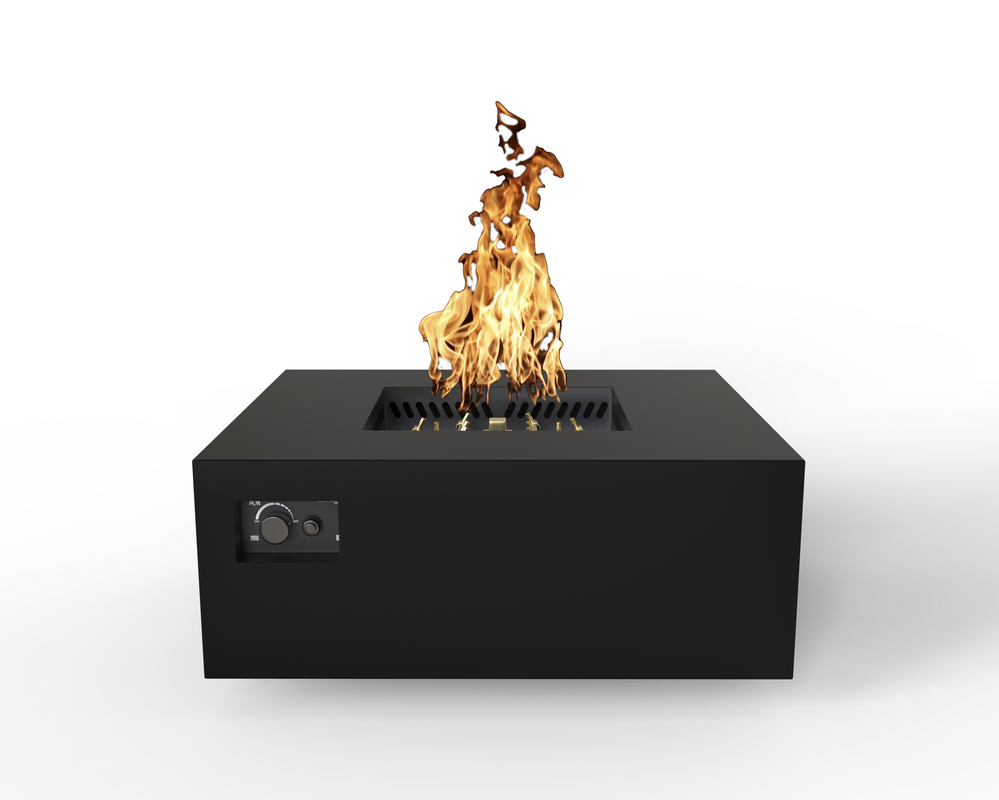 Warming Trends S40-Square 40" x 40" x 18" Black Platinum Ignition Liquid Propane Fire Table