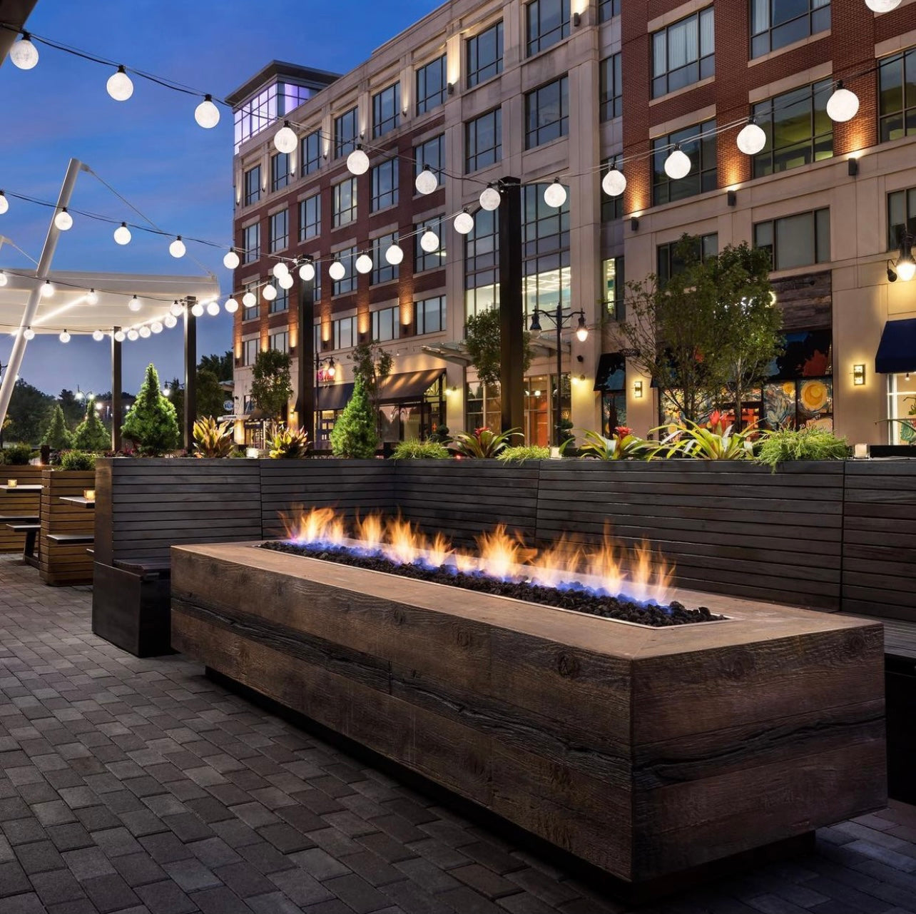 Catalina Wood Grain Fire Pit by The Outdoor Plus - Free Cover Included