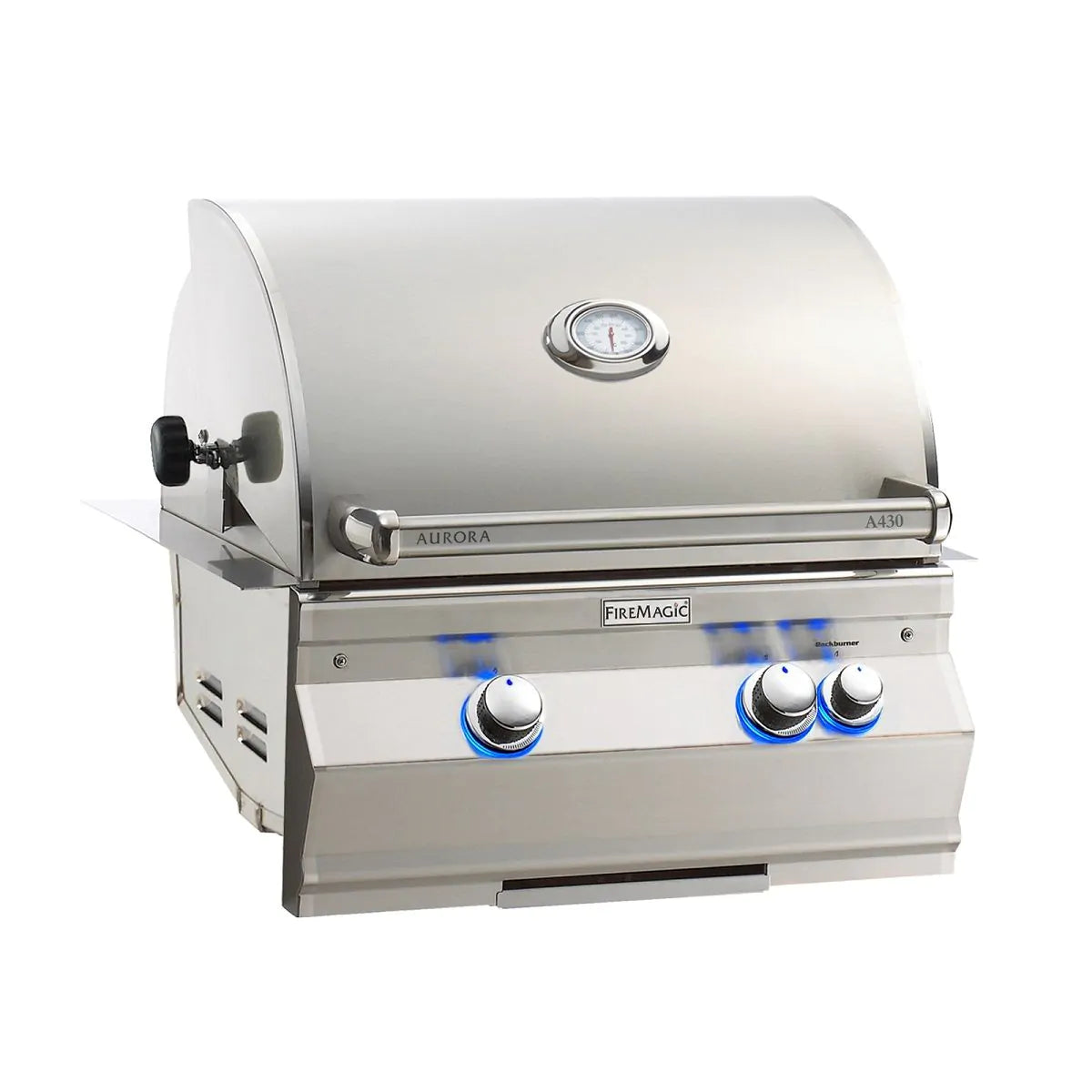 Fire Magic Aurora A430i 24" Propane Gas Built-In Grill with 1 Sear Burner, Backburner and Analog Thermometer (A430I-8LAP)