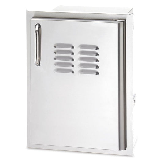 American Outdoor Grill 20-Inch x 14-Inch Left Door Hinge Single Access Door with Tank Tray & Louvers, Tubular Stainless Steel Handles (20-14-SS DLV)