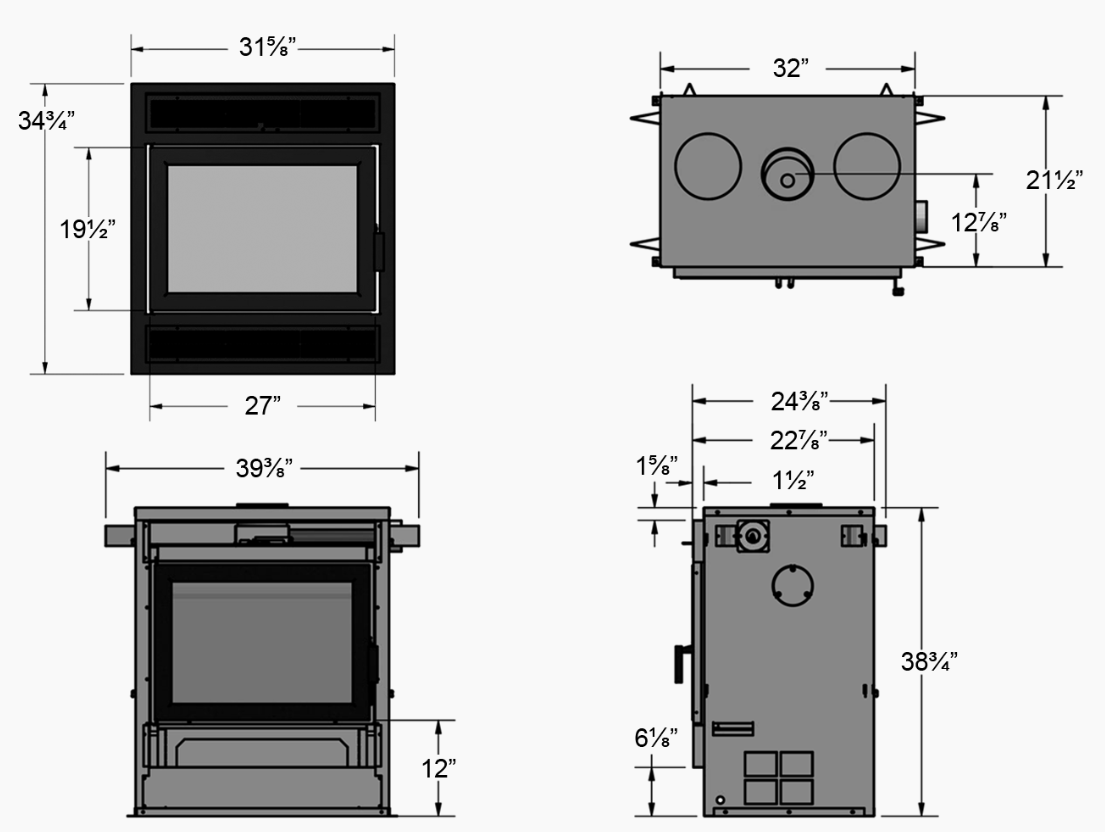 Supreme Astra 32 Zero Clearance Wood Fireplace