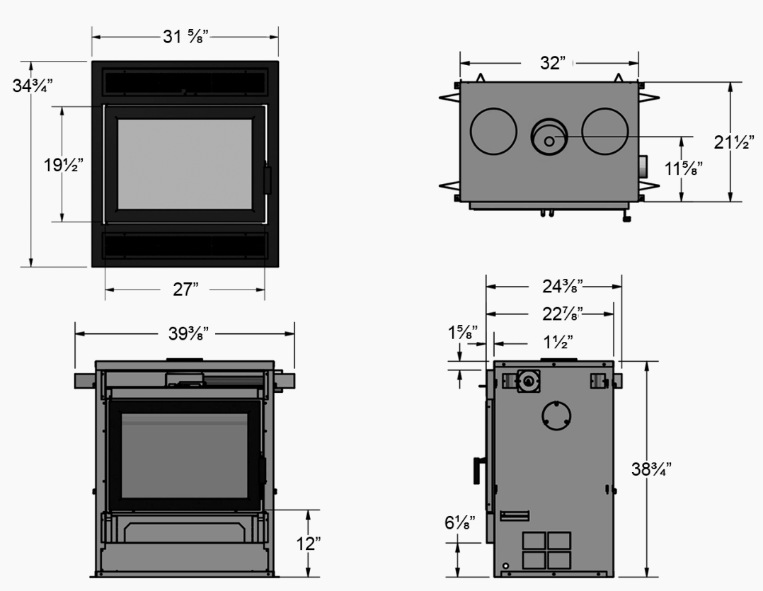 Supreme Astra 38 Zero Clearance Wood Fireplace
