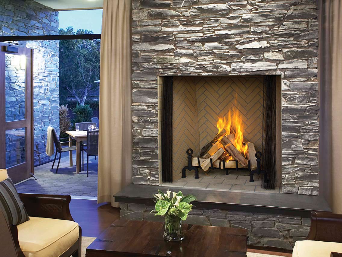 Astria Citadel 48" Open-Hearth Wood-Burning Fireplace Flame Authority