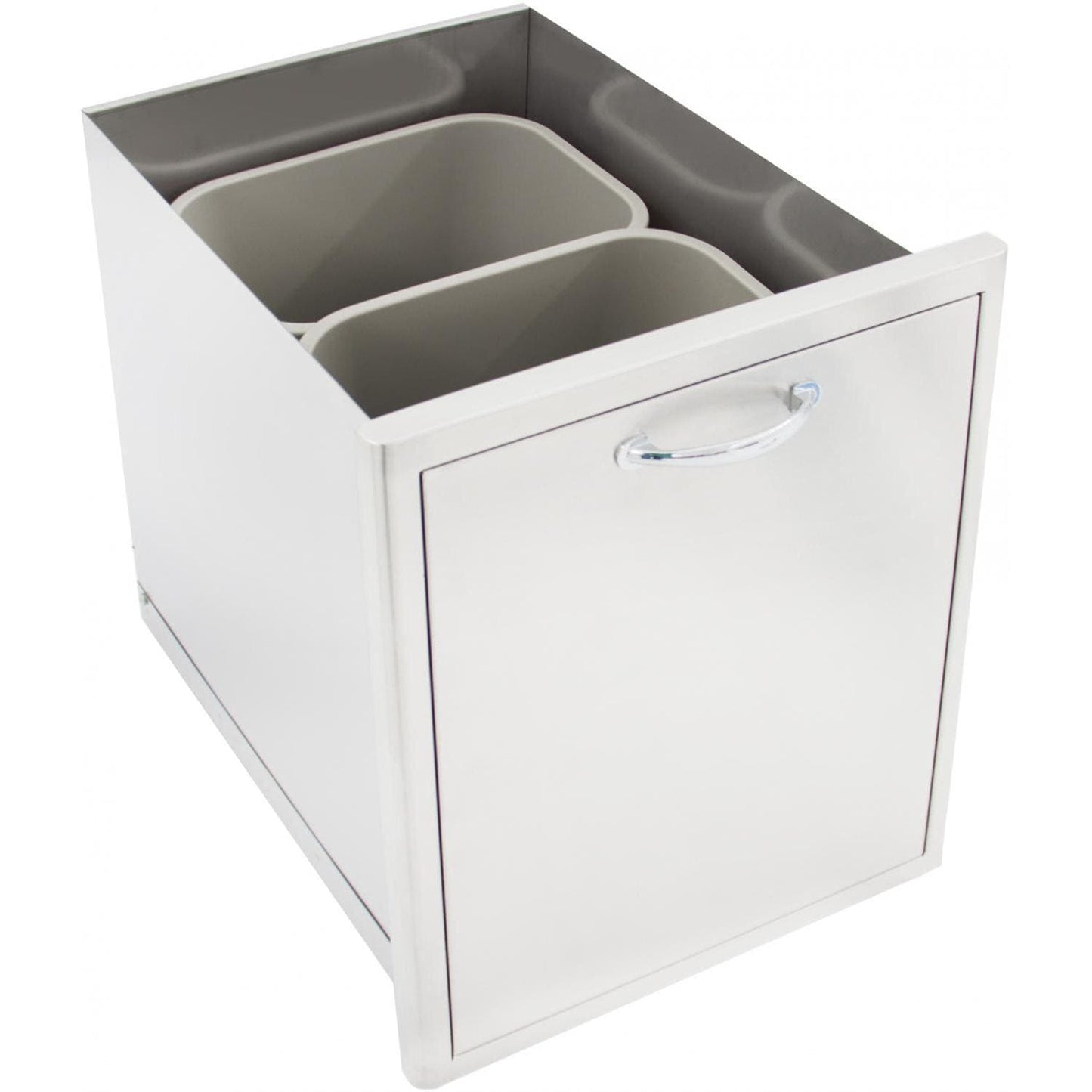 Blaze 20-Inch Roll-Out Stainless Steel Double Trash / Recycling Bin (BLZ-TREC-DRW)