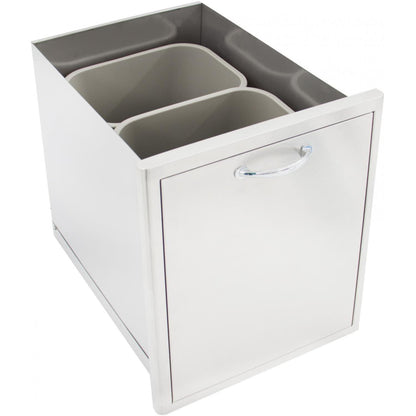 Blaze 20-Inch Roll-Out Stainless Steel Double Trash / Recycling Bin (BLZ-TREC-DRW)