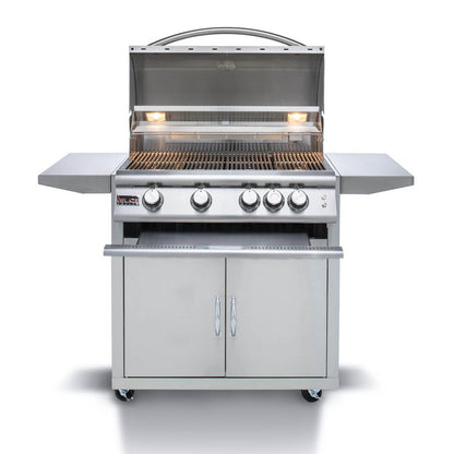 Blaze Premium LTE 32" 4-Burner Freestanding Liquid Propane Gas Grill With Rear Infrared Burner & Grill Lights