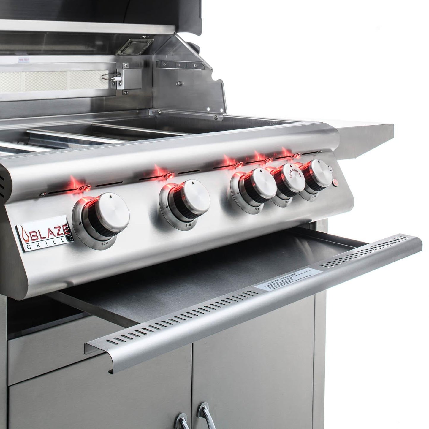 Blaze Premium LTE 32" 4-Burner Freestanding Liquid Propane Gas Grill With Rear Infrared Burner & Grill Lights