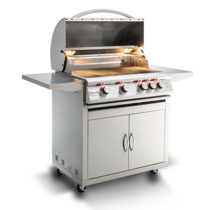 Blaze Premium LTE 32" 4-Burner Freestanding Liquid Propane Gas Grill With Rear Infrared Burner & Grill Lights