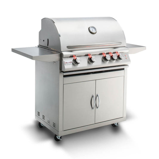 Blaze Premium LTE 32" 4-Burner Freestanding Liquid Propane Gas Grill With Rear Infrared Burner & Grill Lights