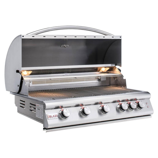 Blaze Grill Package - Premium LTE 40" 5-Burner Built-In Liquid Propane Grill and Double Side Burner in Stainless Steel