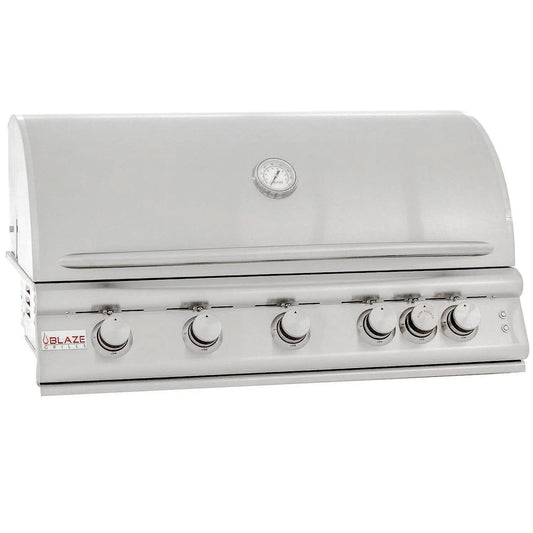 Blaze Grill Package - Premium LTE 40" 5-Burner Built-In Natural Gas Grill, Double Side Burner and Beverage Center in Stainless Steel