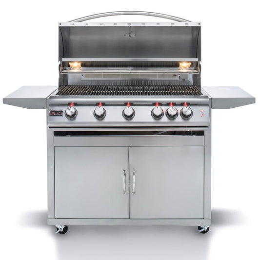 Blaze Premium LTE 40" 5-Burner Freestanding Natural Gas Grill With Rear Infrared Burner & Grill Lights