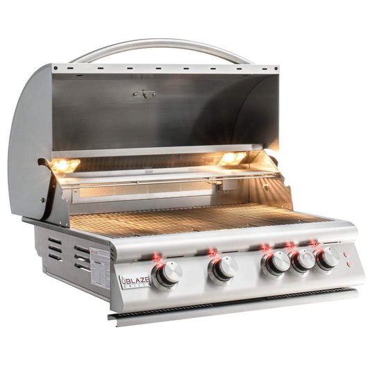 Blaze Grill Package - Premium LTE Marine Grade 32" 4-Burner Built-In Liquid Propane Grill, Side Burner and Beverage Center