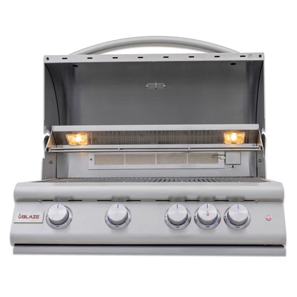 Blaze Grill Package - Premium LTE 32" 4-Burner Built-In Liquid Propane Grill, and  Grill Cart in Stainless Steel