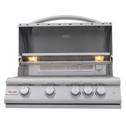 Blaze Grill Package - Premium LTE 32" 4-Burner Built-In Natural Gas Grill, and  Grill Cart in Stainless Steel
