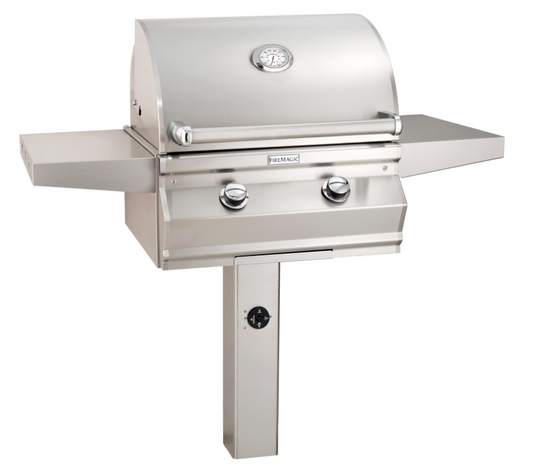 Fire Magic Choice C430s In Ground Post Mount Grill with Analog Thermometer and 1-Hour Timer on Post