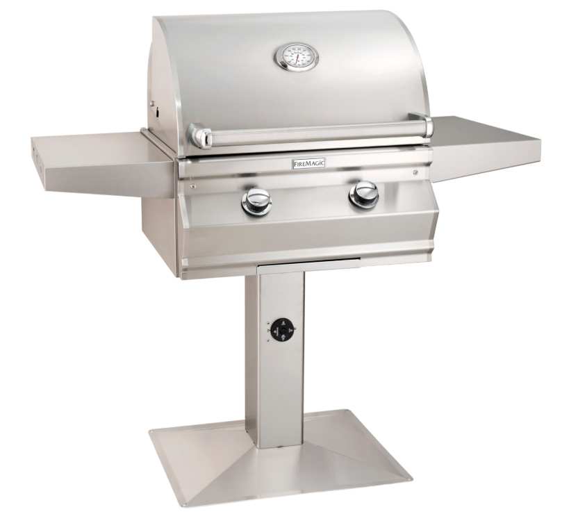 Fire Magic Choice C430s Patio Post Mount Grill with Analog Thermometer and 1-Hour Timer on Post