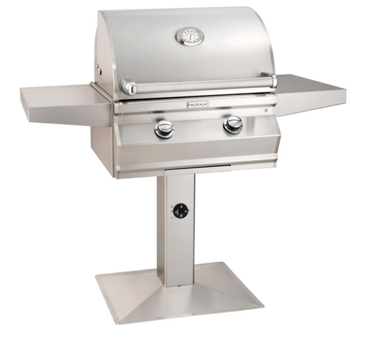 Fire Magic Choice C430s Patio Post Mount Grill with Analog Thermometer and 1-Hour Timer on Post