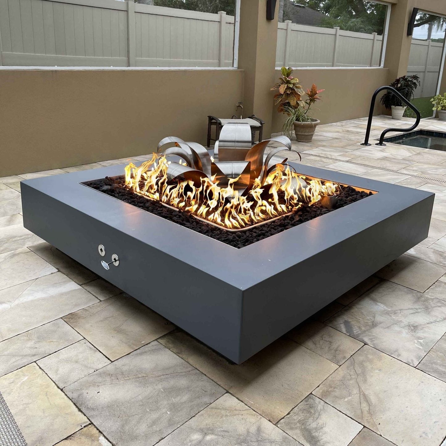 Cabo Square Metal Fire Pit by The Outdoor Plus - Free Cover Included