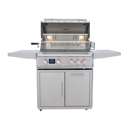 Blaze Grill Package - LTE PRO 32" 4-Burner Natural Gas Grill with Digital Temperature Screen and Rear Infrared Burner, and Grill Cart in Stainless Steel (AP2-4LTEPRO-NG)
