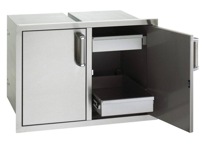 Fire Magic Flush Double Doors with Dual Drawers