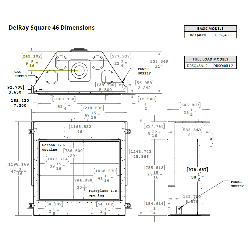 Montigo DelRay Full-Load 46" Square Direct-Vent Gas Fireplace - DRSQ46NI-2