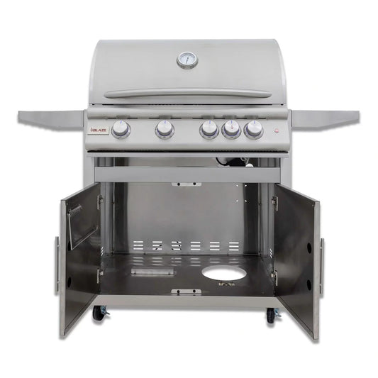 Blaze Grill Package - Premium LTE 32" 4-Burner Built-In Liquid Propane Grill, and  Grill Cart in Stainless Steel