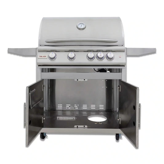 Blaze Grill Package - Premium LTE 32" 4-Burner Built-In Natural Gas Grill, and  Grill Cart in Stainless Steel
