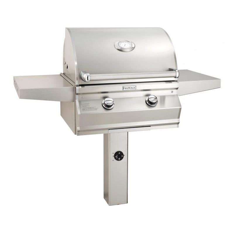 Fire Magic 24" Choice Multi-User Propane Gas Grill with Analog Thermometer On In-Ground Post (CM430S-RT1P-G6)