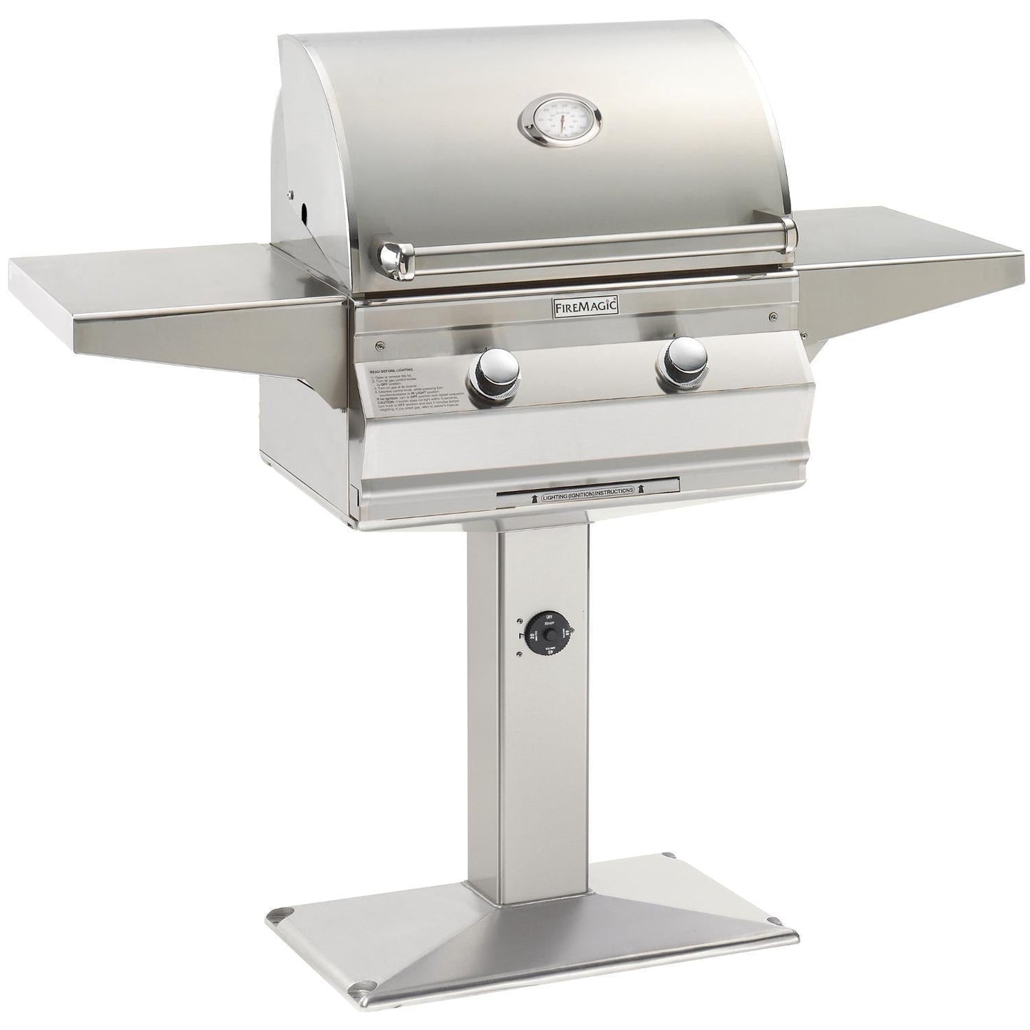 Fire Magic 24" Choice Multi-User Freestanding Liquid Propane Gas Grill with Analog Thermometer On Patio Post (CM430S-RT1P-P6)