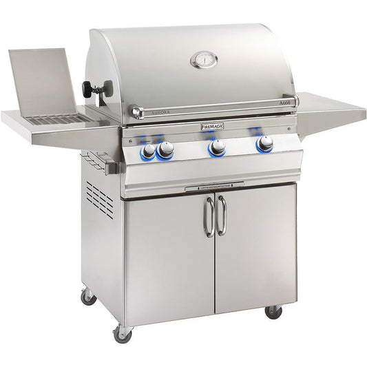 Fire Magic Aurora 30" Propane Gas Grill with One Infrared Burner, Rotisserie, Side Burner, & Analog Thermometer (A660S-8LAP-62)
