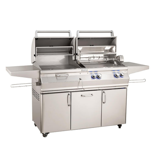 Fire Magic Aurora A830S 46" Natural Gas & Charcoal Combo Grill With One Infrared Burner, Rotisserie, And Analog Thermometer (A830S-8LAN-61-CB)